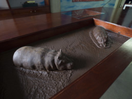 Work of art ''Hippopotamus'', a chocolate sculpture by artist Santiago Montoya. From the exhibition at Espacio El Dorado ''Missteps and other paths''.