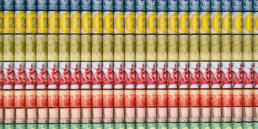 Close-up on one work of art part of the ''Horizon'' series by artist Santiago Montoya. Work of art made of money.