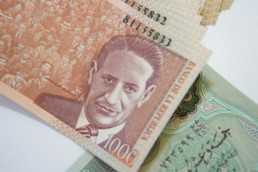 Close-up on the 1000 pesos Colombian banknote used for ''One thousand and one'' from ''The Great Swindle'' series by artist Santiago Montoya. It is made of money using the 1000 pesos from Colombia and shows Jorge Eliécer Gaitán Ayala.