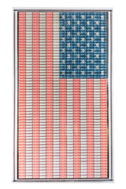 Work of art ''US Flag'' made of money by artist Santiago Montoya and exhibited at the Art Museum of the Americas in Washington D.C.
